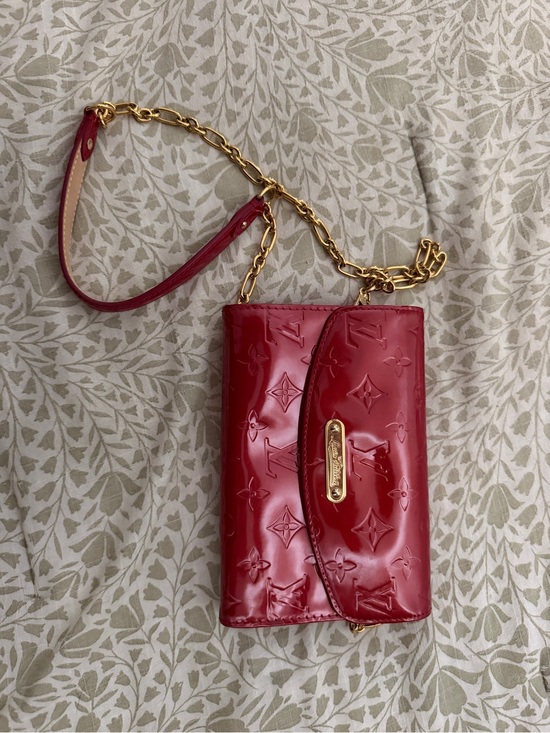 Louis Vuitton Handbags - Louis Vuitton Red Vernis Monogram Chain Wallet with Gold Hardware